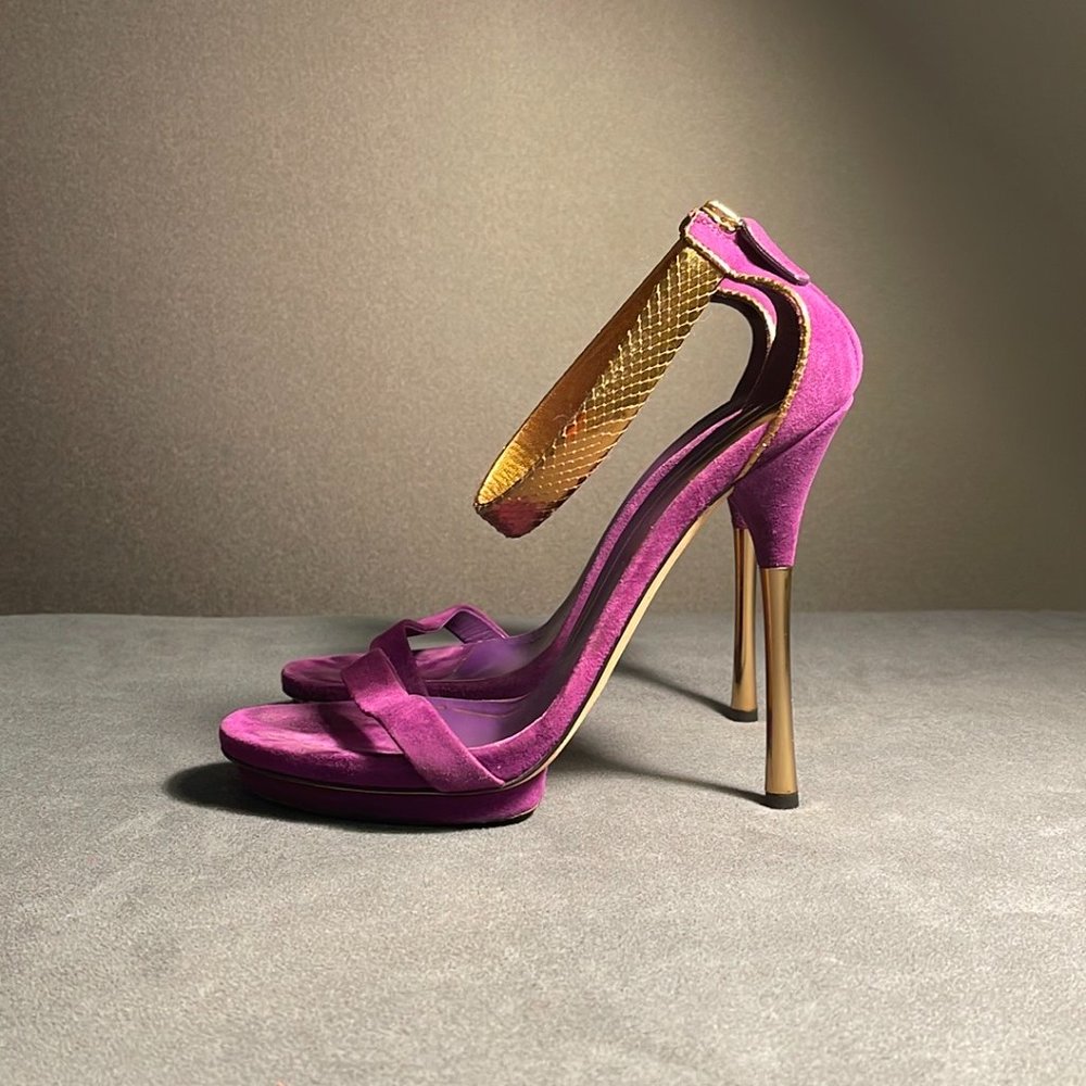 Gucci Suede And Python Sandals - image 7